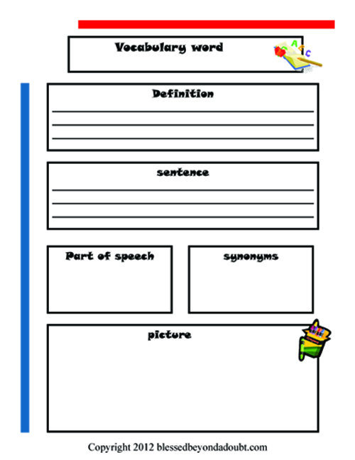 ways to teach vocabulary - vocabulary notebook page