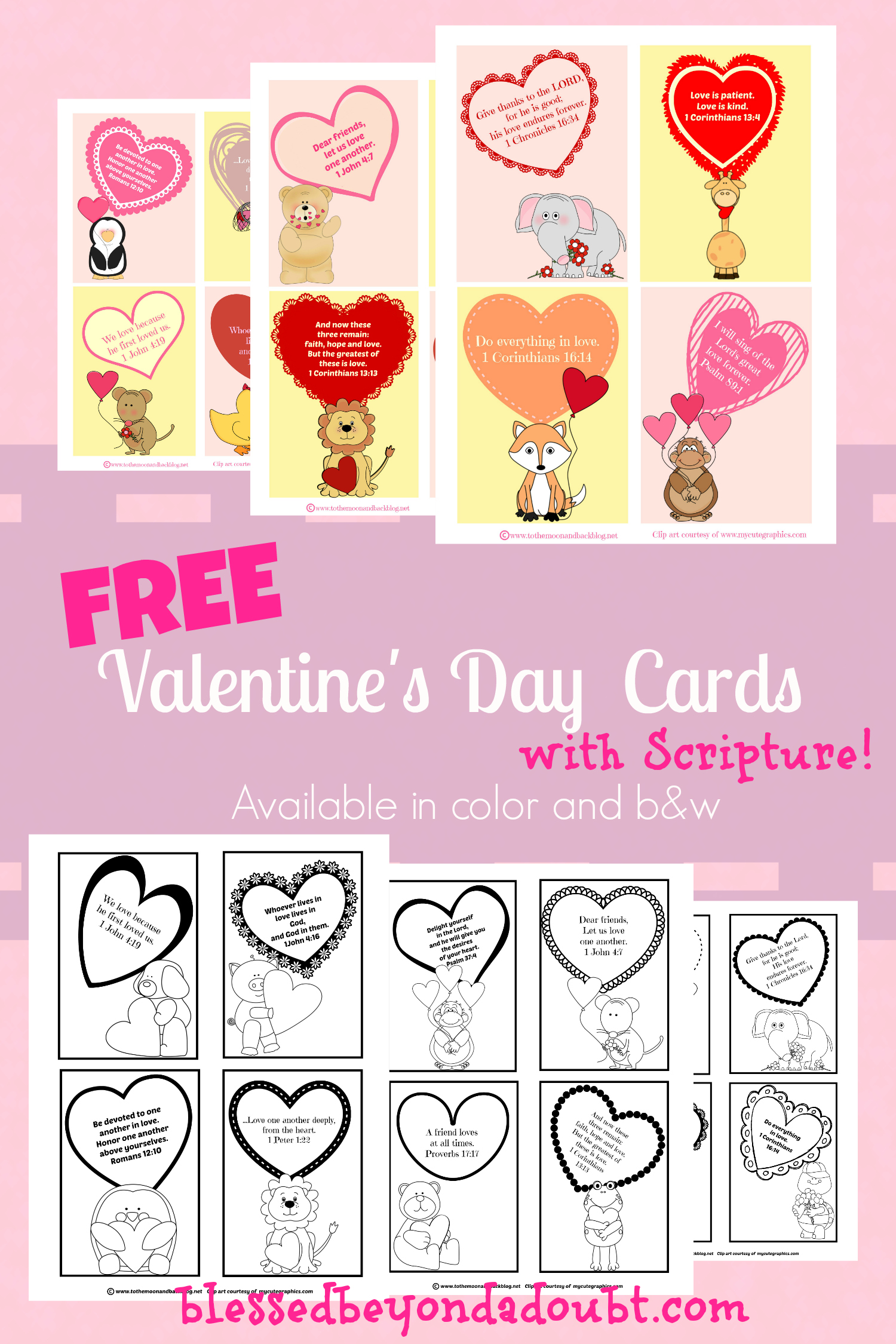 FREE Valentine's Day Cards with Scripture for Children! - Blessed Beyond A Doubt1500 x 2250