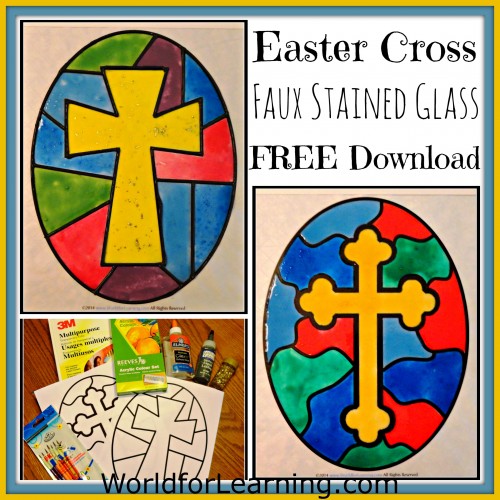 Easter Cross Faux Stained Glass