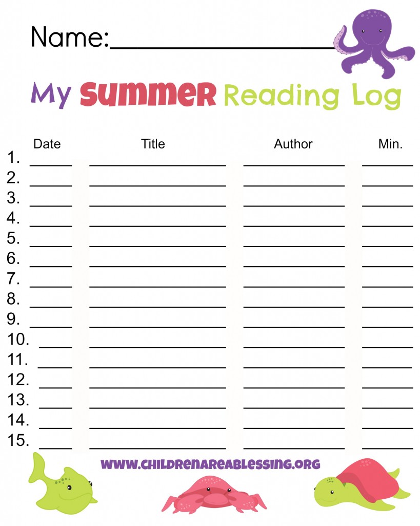 FREE Reading Log for Summer! Blessed Beyond A Doubt
