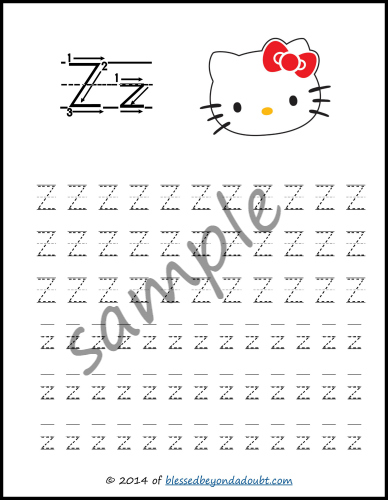 Hello Kitty Printable handwriting set