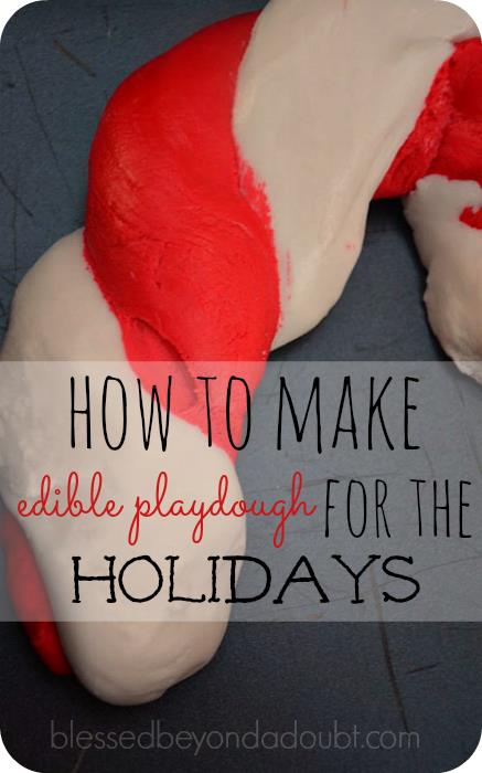 Edible Candy Cane Playdough, Peppermint Play do recipe and free printable! 
