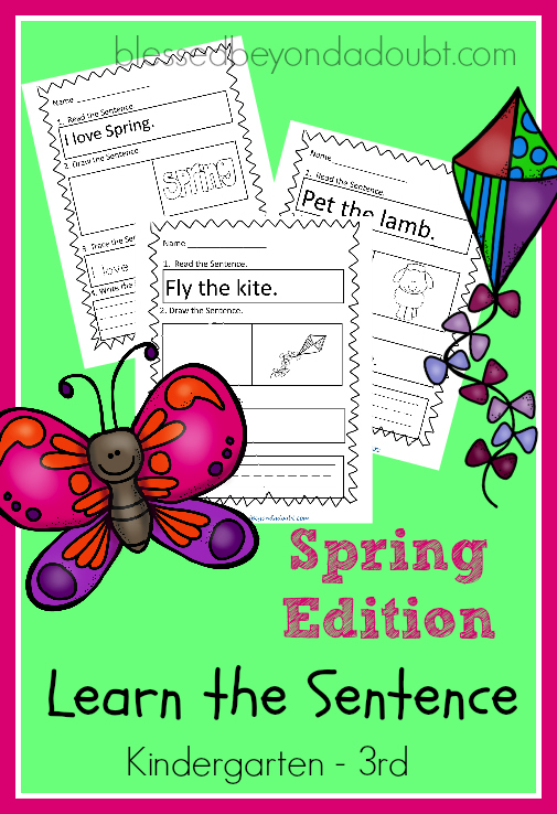 Grab these fun spring worksheets and have your child practice writing a sentence. #homeschoolprintables #sentencestarters #homeschool