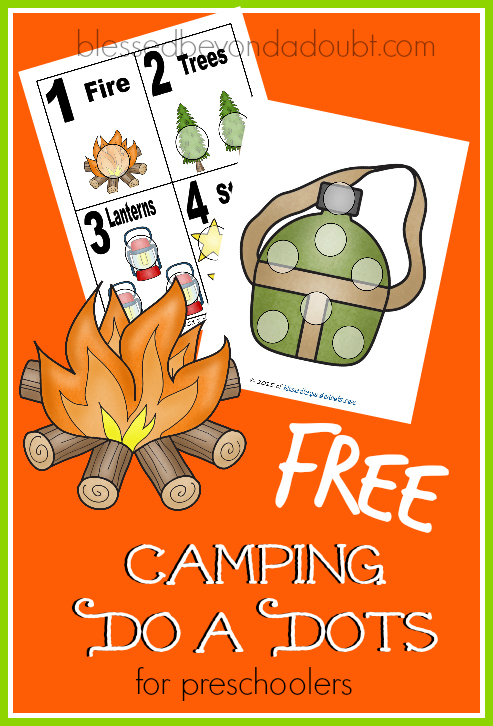 FREE camping do a dots for preschoolers!