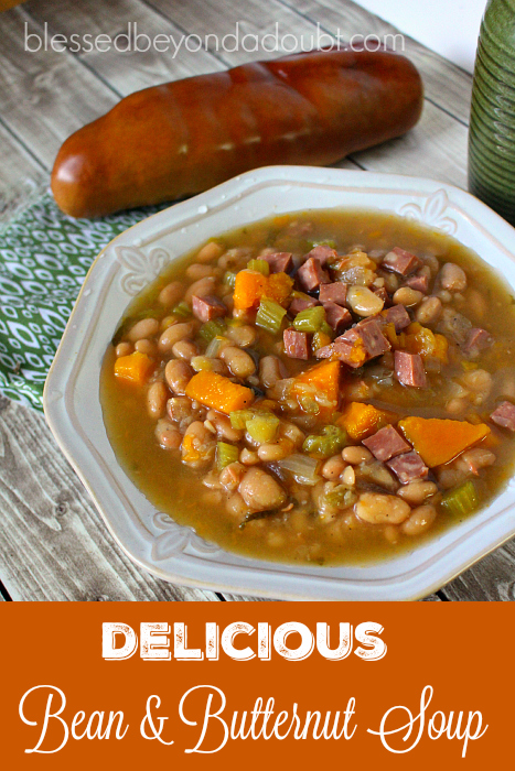 One of my favorite new soups is bean & butternut. I just throw it all in the slow cooker and we have a hearty meal for supper. It's wonderful.