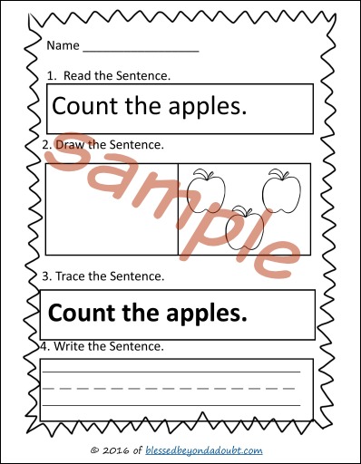 FREE Learn the sentence printables. Perfect for the reluctant writer.