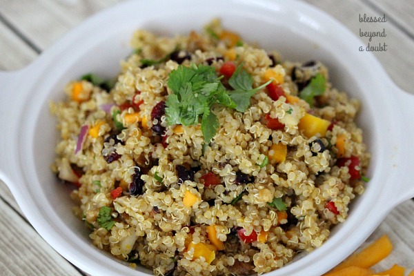 EASY quinoa salad with cranberries and walnuts makes a beautiful side dish. It's extremely healthy and uses no oil. Try it today!