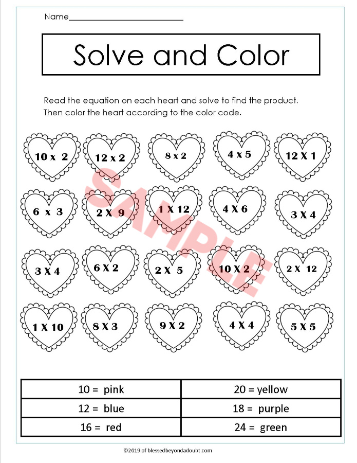 Valentine's Day Third Grade Math Worksheets ...