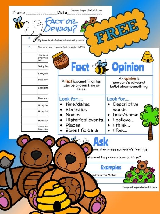 Fact and opinion free printable worksheets