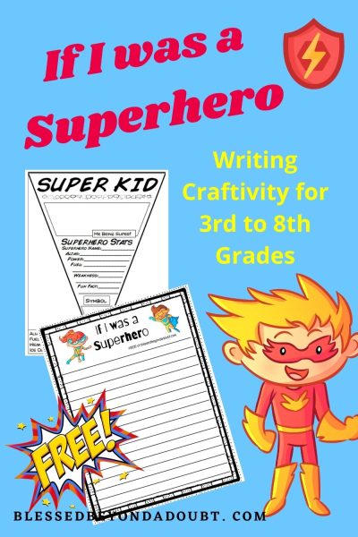 Does your child have a favorite superhero? With this superhero writing prompt, your child can create his or her own superhero identify and backstory. A great way to teach writing.