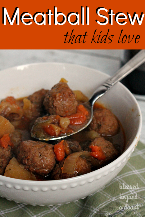 This slow cooker meatball stew recipe is so easy. It's very kid-friendly! It freezes well, too!