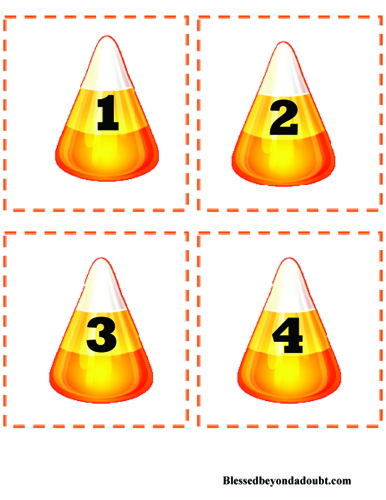 Free candy corn number cards