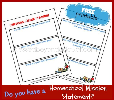FREE Homeschool Mission Statement