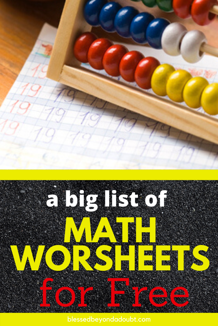 Here's a big list of free math worksheets. So many to choose from. #freemathworksheets #freemathworksheetsfirstgrade #schoolclosures #distancelearning #homeschool