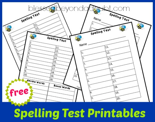 FUN spelling test printables