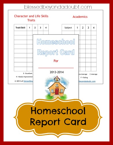 Homeschool Report Card Form