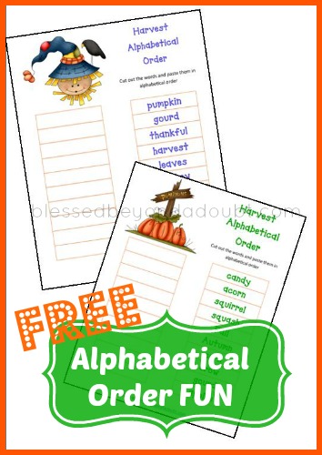 FREE Put Words in Alphabetical Order Printables!