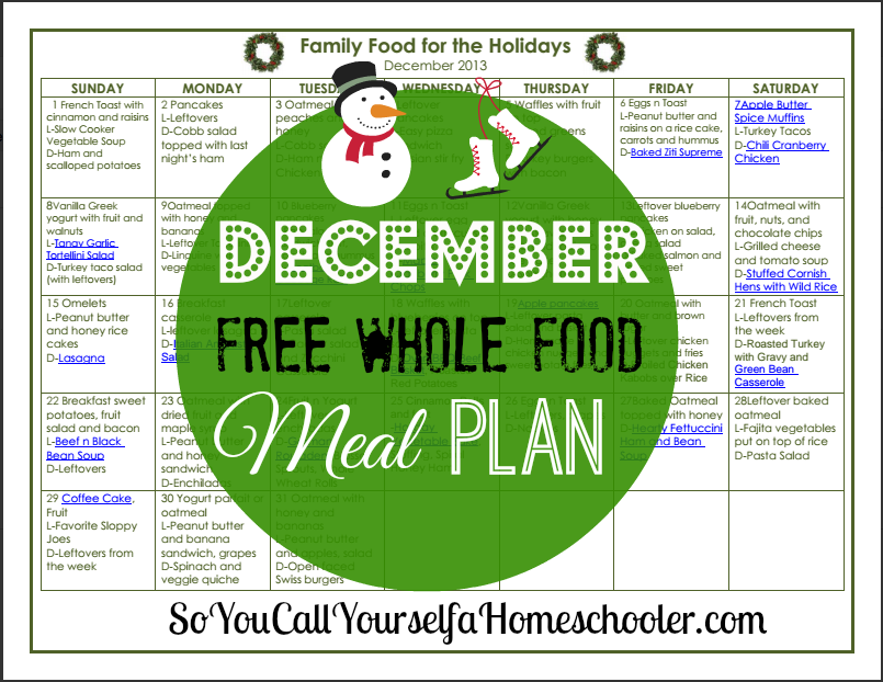 FREE December 2013 {Whole Food} Monthly Meal Plan! - Blessed Beyond A Doubt