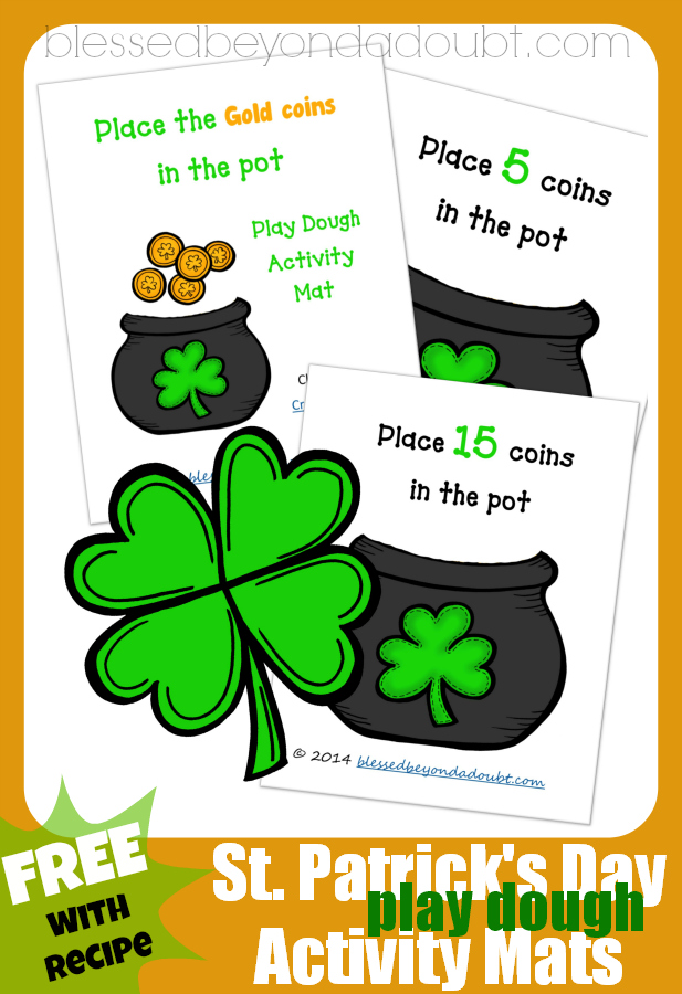 Have FUN with these St. Patrick's Day Activity Play Dough mats. Our favorite play dough recipes is included.