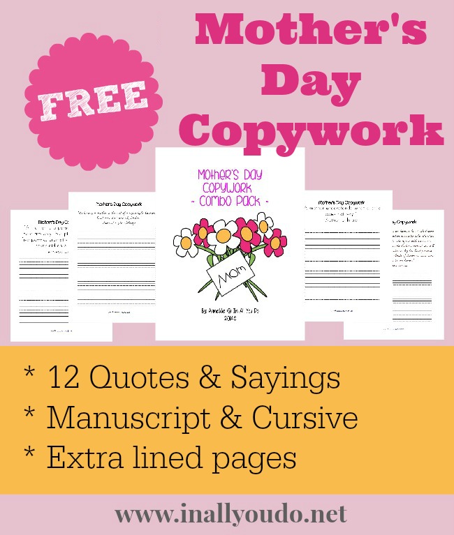 FREE Mother's Day Copywork
