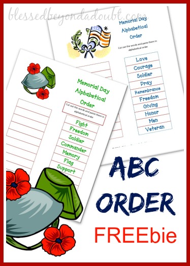 ABC Order Printable - Memorial Day FREEbie