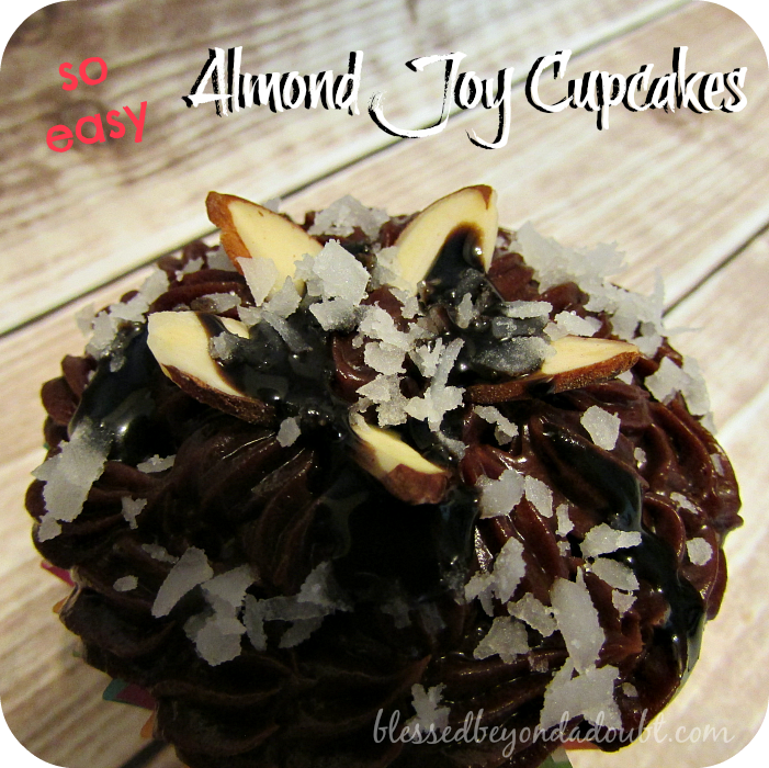 Yes, I cheated a tad on these delcious almond joy cupcakes! So easy!