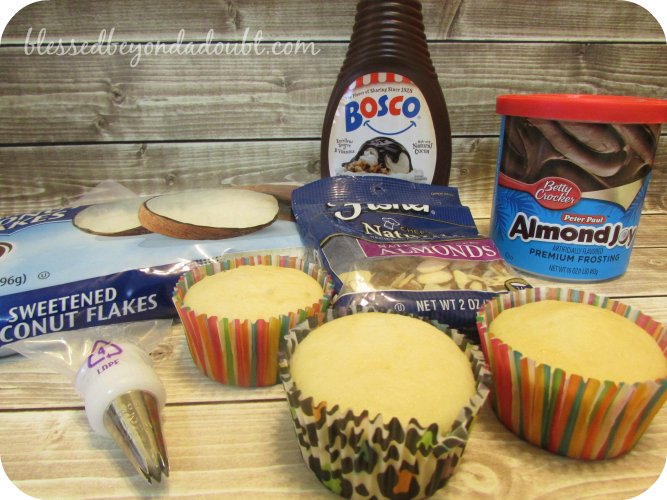 These almond joy cupcakes are super EAST! They taste better than the candy bar!