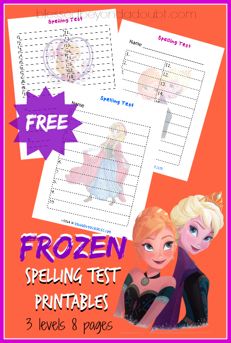 Frozen Spelling Test Printables