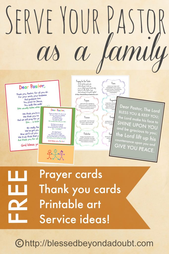 Printables and ideas to help your family bless your pastor.