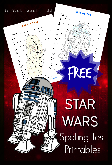 Star Wars spelling test printables
