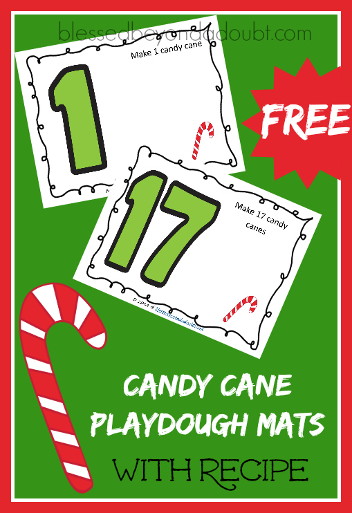FREE Candy Cane Playdough mats with DIY candy cane playdough mats!