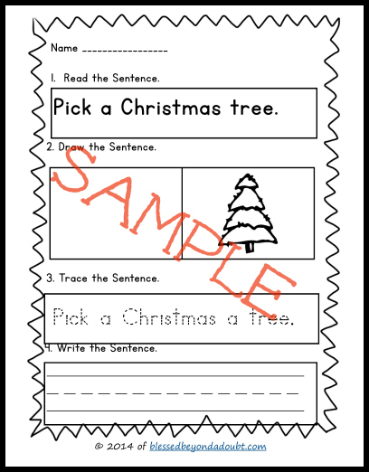 FREE Learn the Sentence Printables- Christmas Edition! 
