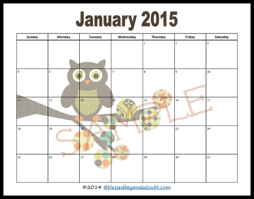 monthly printable calendar