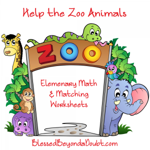 Help the Zoo Animals-Elementary Math and Matching Worksheet