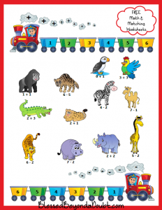 Help the Zoo Animals-Elementary Math and Matching Worksheet page1