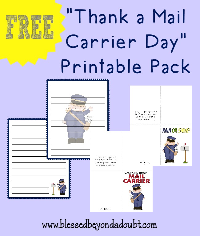 Thank a Mail Carrier Day is coming up Feb 4th!! Use these fun printables to tell your wonderful mailcarrier thanks!! :: www.blessedbeyondadoubt.com