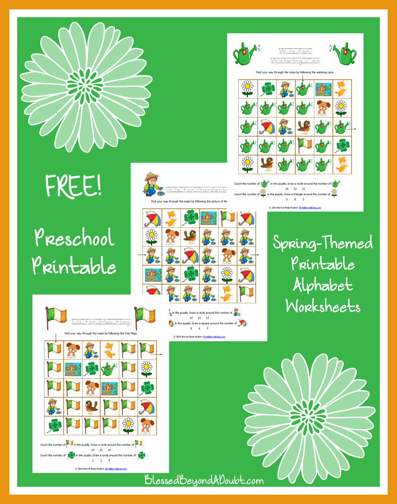 Spring-Themed Printable Alphabet Worksheets for Preschool