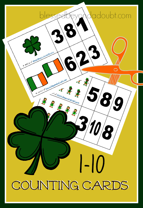 FREE St Pat's counting Cards! Your child will master the numbers 1-10.
