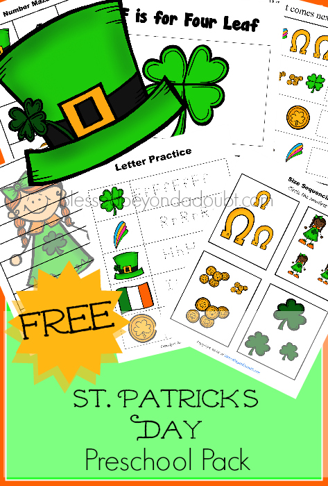 FREE St. Patrick's Day Preschool Pack! Over 20 pages of FUN!