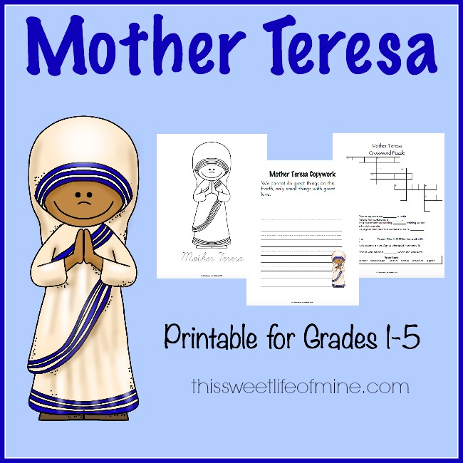 FREE Mother-Teresa-Printable Pack