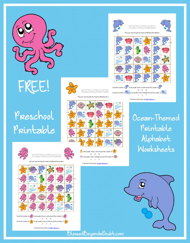 Ocean Life-Themed Printable Alphabet Worksheets for Preschool