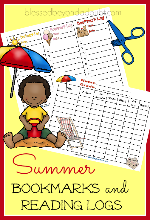 summer bookmarks and reading logs