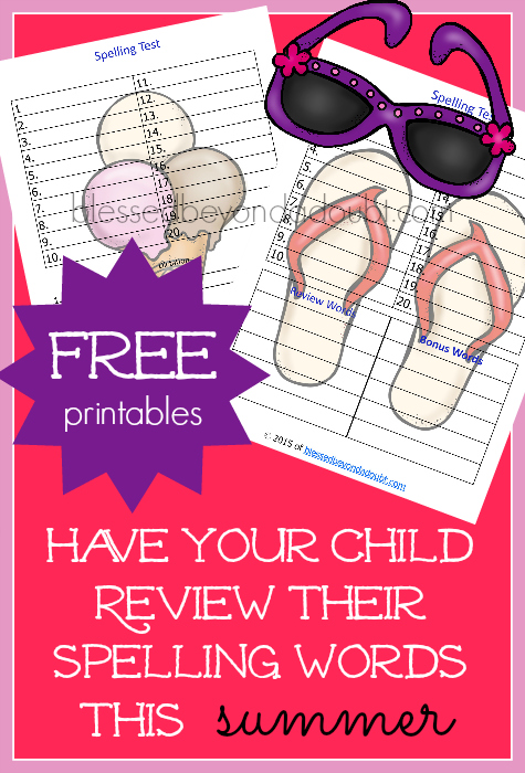 Free summer spelling test printables and ideas on how you can help your child with spelling during the summer months.
