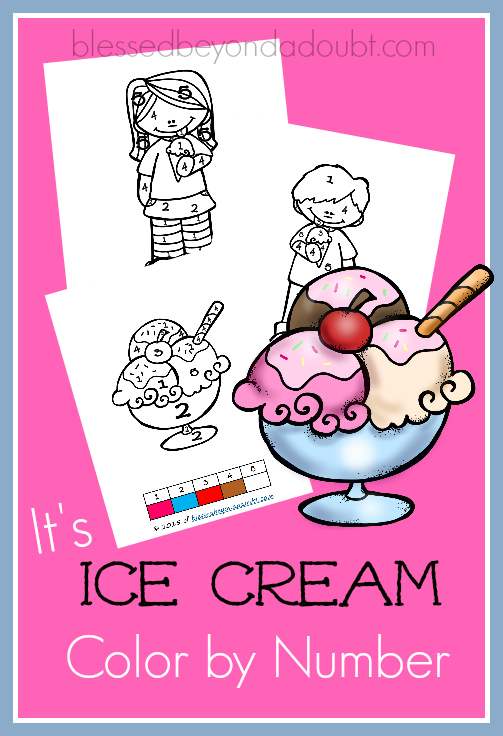 FREE Ice Cream Color by Number printables. July is national ice cream month.