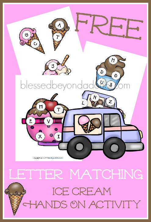 FREE abc ice cream matching game. It's a hands on approach to help with letter recognition and sounds.