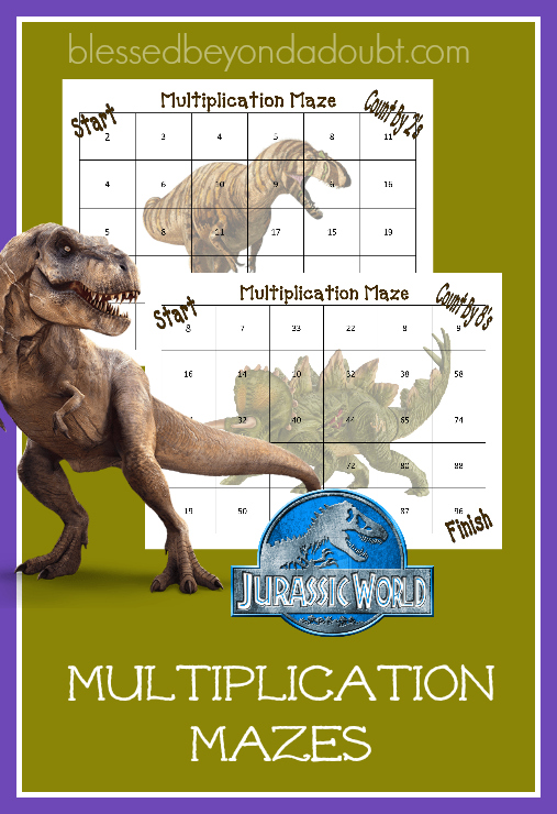 FREE Jurassic World multiplication mazes that will help your child master skip counting.