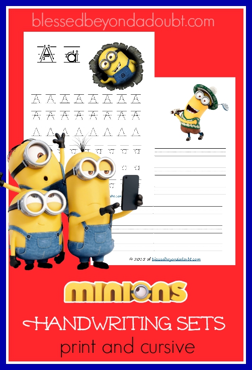 Your children will have so much fun practicing their print and cursive with these FREE Minions Handwriting Sets. Hurry, it's free for a limited time.