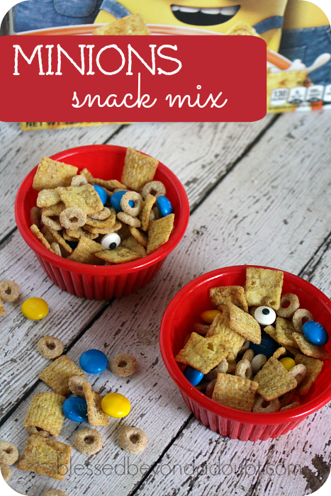 Minions snack mix! Super fun and easy! A back to school snack surprise.