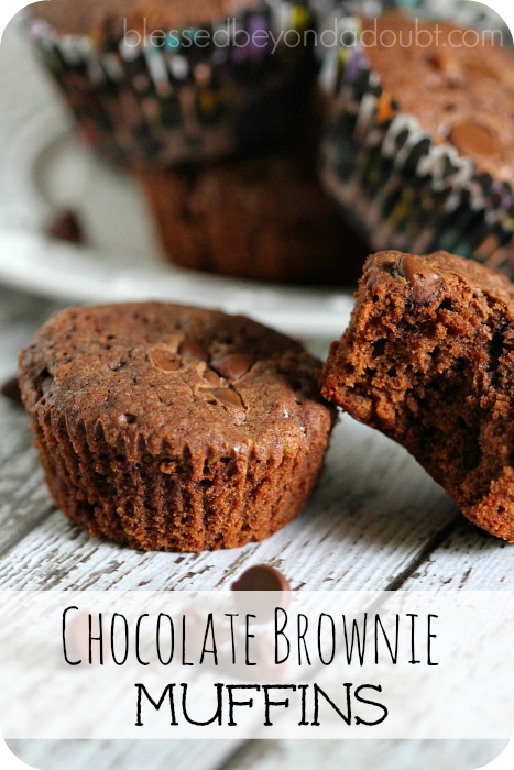You will be addicted when you try these chocolate brownie muffins. Serve with a glass of milk. Oh my!