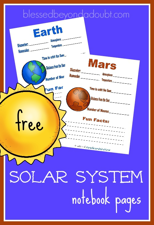 Have your child leran about the solar system with these free planet notebook pages!